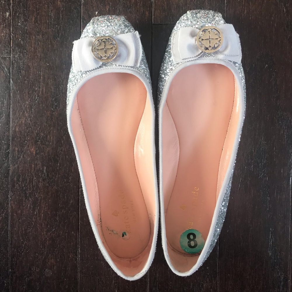 Kate Spade Fontana Too Silver Glitter Flats